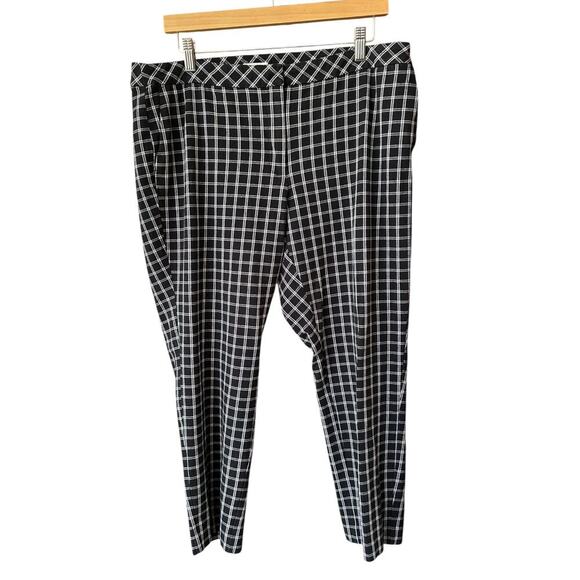 J. Jill Women's Premium Bi-Stretch Black + White Check Ankle Pants Size 16 - Picture 2 of 4